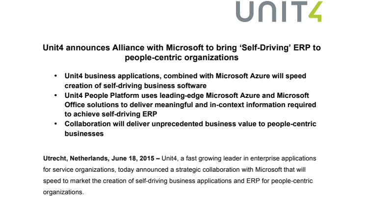 Unit4 och Microsoft utvecklar framtidens ERP