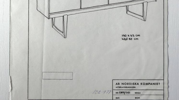 NK skiss sideboard modell Tokyo Nordiska museet