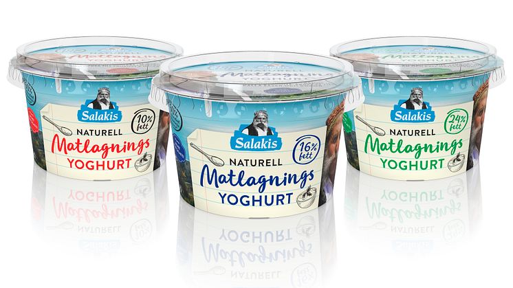 Den unika förpackningen för Salakis Matlagningsyoghurt består till störst del av kartong från nordiska träd och går att återvinna helt som papper. 