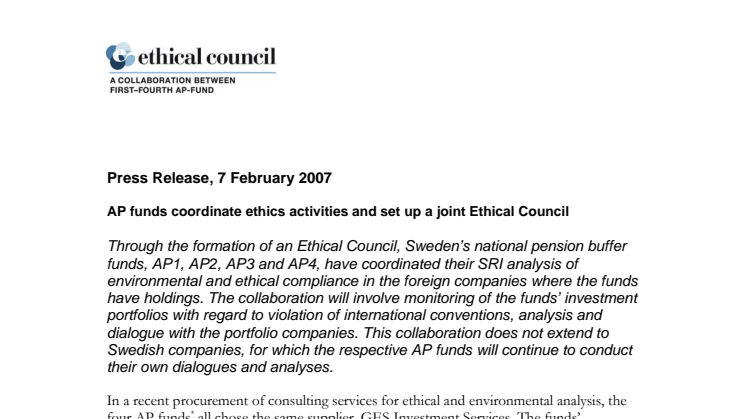 AP funds coordinate etics activities