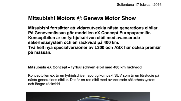 Mitsubishi Motors @ Geneva Motor Show