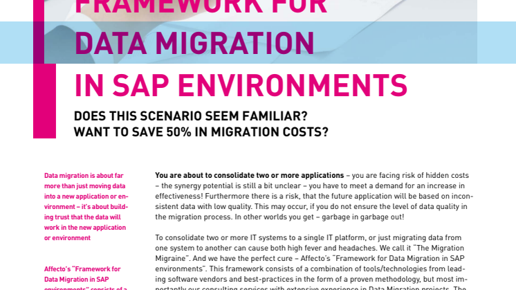 Framework til datamigrering i SAP miljøer - spar op til 50% på dine Data Migration udgifter