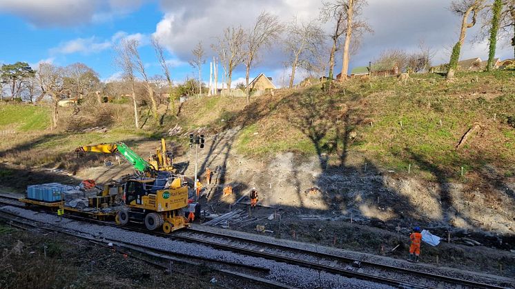 Network Rail engineers have stabilised a cutting near Fareham to prevent a landslip