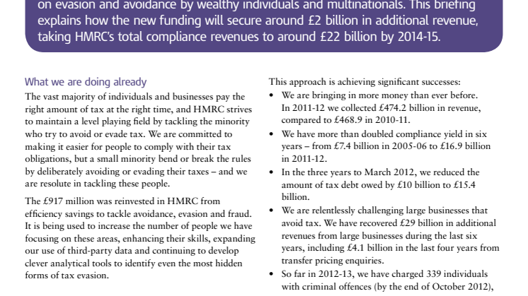HMRC Briefing - Further clampdown on tax avoidance and evasion
