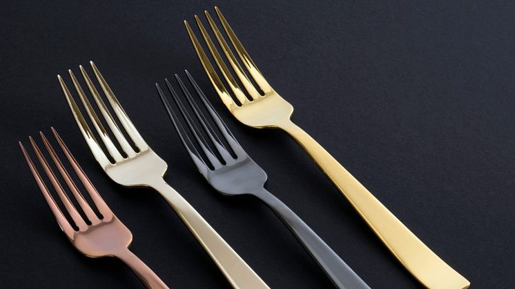 Sambonet cutlery Flat in Copper, Champagne, Black and Gold PVD. 