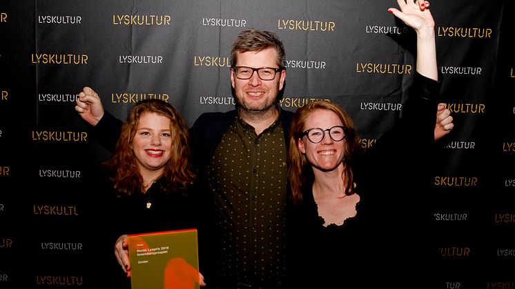 Vinner av Beste innendørsprosjekt, Norsk lyspris 2019- Under, Lysdesign av Light Bureau, fra venstre Stine Kaalstad, Benjamin Reinhoff og Thea Collett