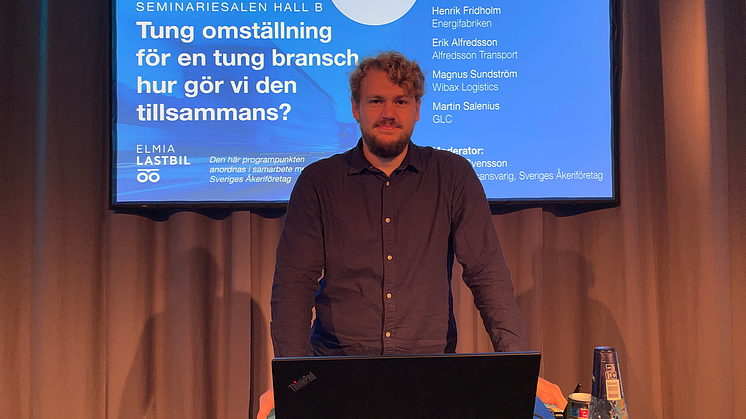 David Mowitz, expert e-mobility hos intresseorganisationen Powercircle, deltog i seminariepunkten seminariepunkten ”Framtidens elektrifierade transportsystem – hur kommer vi dit?” på Elmia Lastbil.