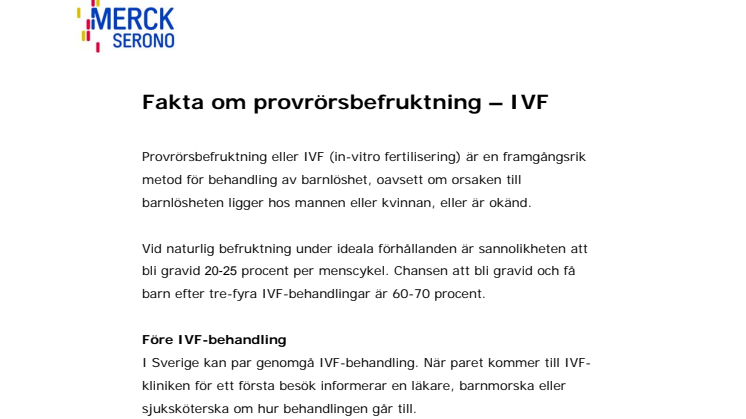 Fakta om provrörsbefruktning, IVF-behandling