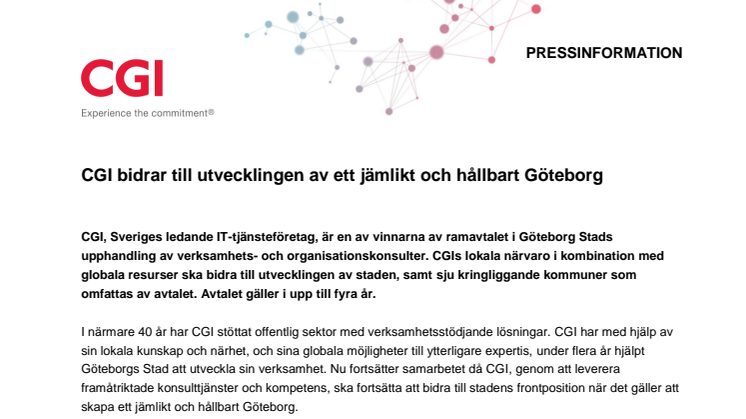 CGI bidrar till utvecklingen av ett jämlikt och hållbart Göteborg 