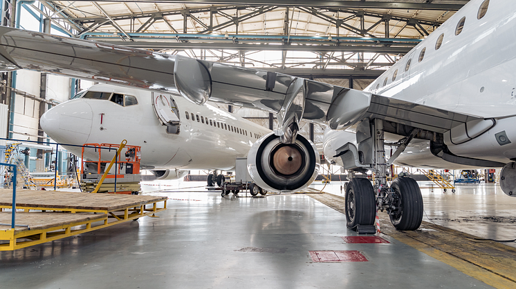 Aircraft refueled with Sustainable Aviation Fuel (SAF).