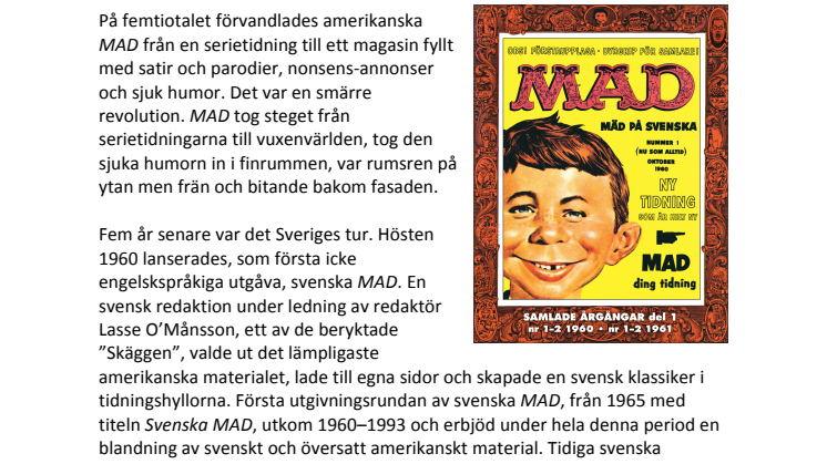 Ny bokserie för alla humorfantaster: Svenska MAD Samlade Årgångar