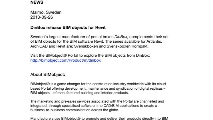 DinBox release BIM objects for Revit