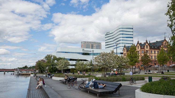 Umeå med Väven och Umeå stadsbibliotek. Foto: Fredrik Larsson 