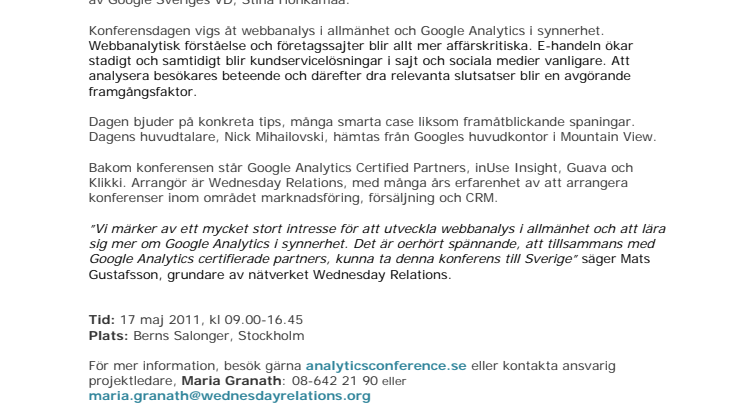 Premiär för Google Analytics Conference i Sverige