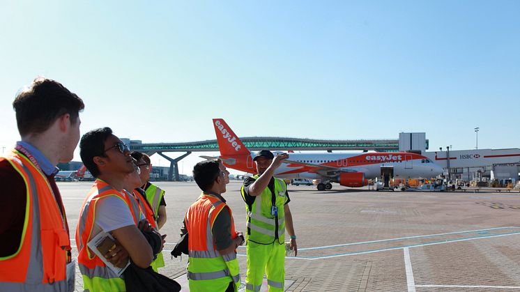 Students on the airfield at Gatwick