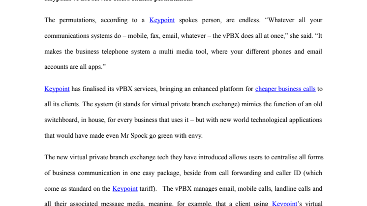 Keypoint vPBX service offers endless permutations