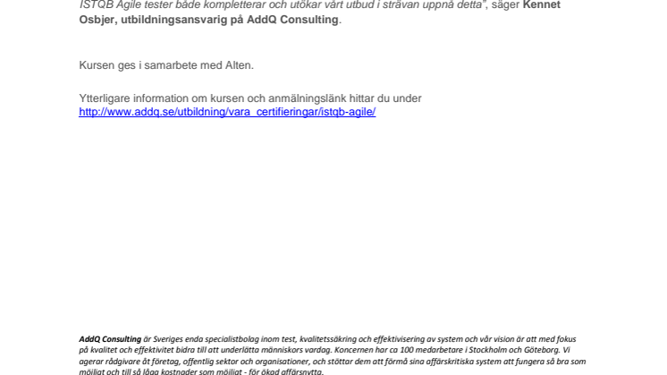 Nu kan du certifiera dig som Agile tester hos AddQ!