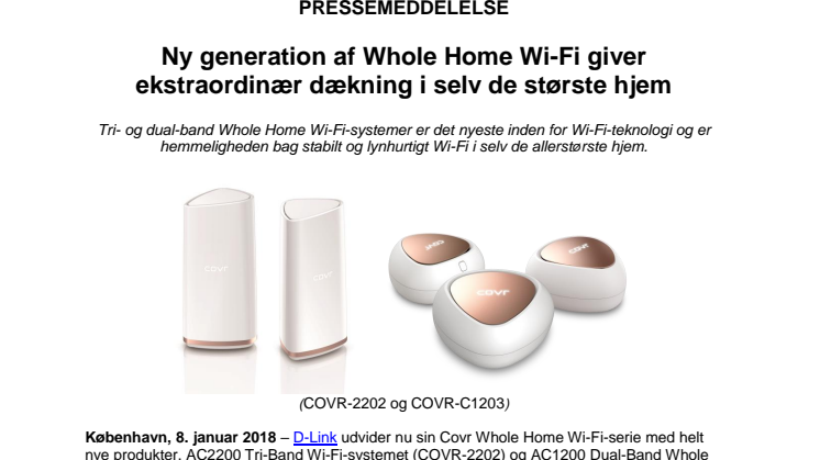 Ny generation af Whole Home Wi-Fi giver ekstraordinær dækning i selv de største hjem