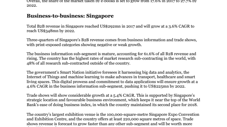 E&M Outlook 2018-2022: Singapore Factsheet