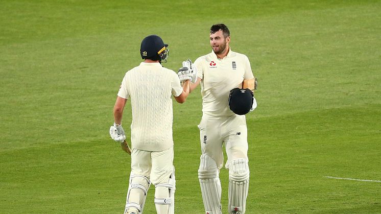 Dan Lawrence (left) and Dom Sibley both hit centuries in an unbeaten 219 partnership (Getty Sport)