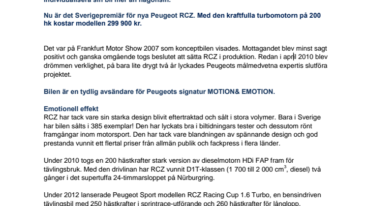 Nya Peugeot RCZ: Kraft möter passion
