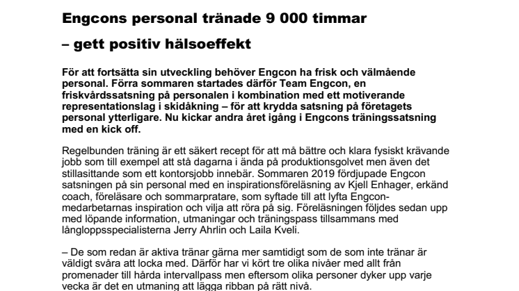 Engcons personal tränade 9 000 timmar – gett positiv hälsoeffekt