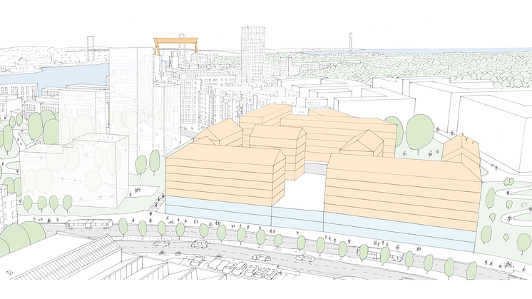 Älvstranden Utveckling säljer en byggrätt på Eriksberg i Göteborg till JM AB. Illustration: Älvstranden Utveckling