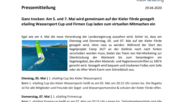 Am 5. und 7. Mai wird vor Kiel gesegelt. Virtuelle Regatten auf J70 Jachten zum Mitmachen.