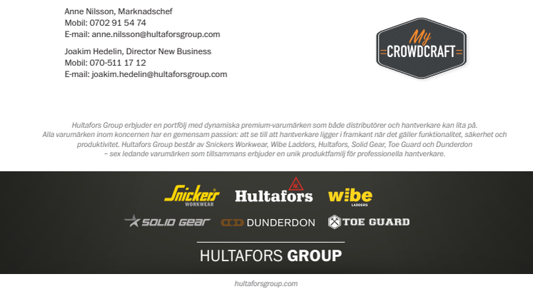 Hultafors Group lanserar MyCrowdCraft