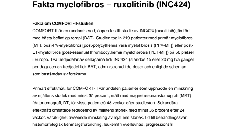 Fakta myelofibros – ruxolitinib, en så kallad JAK-hämmare