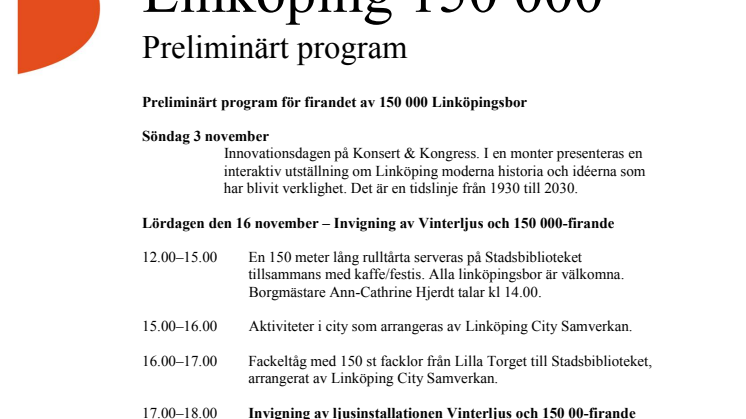 Program 150000-firande i Linköping