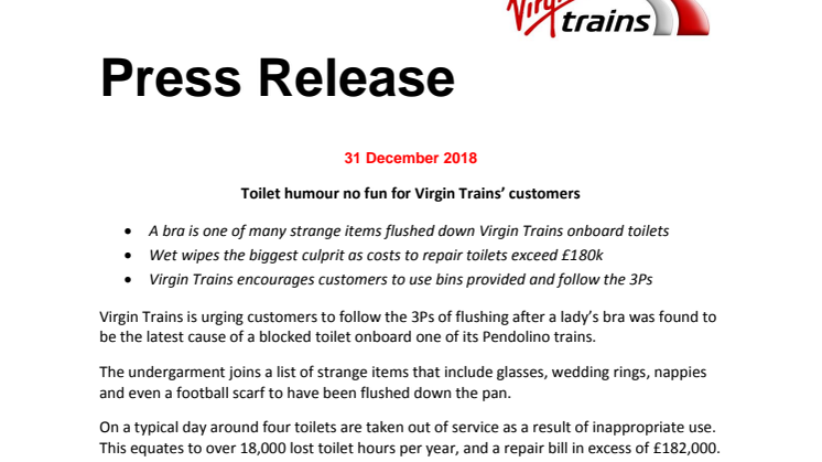 Toilet humour no fun for Virgin Trains’ customers 