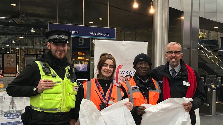 Winter warmers: GTR staff with some of the 800 coats donated by generous Great Northern commuters (l to r) Ben O'Day, Emma Sherwin, Isaac Boateng, Gary Whyborn