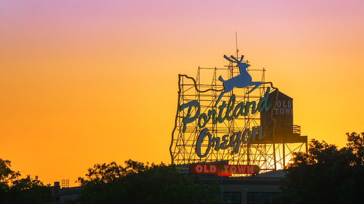 Sunset over Portland, Oregon.