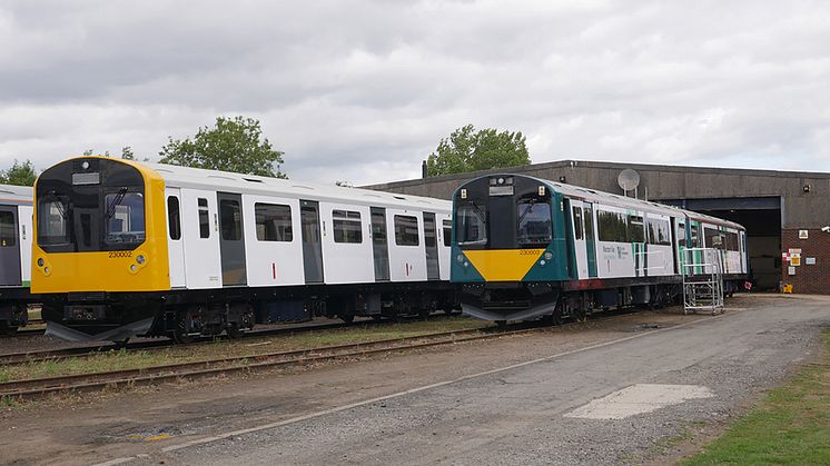 The special livery for the new Bedford - Bletchley Class 230 units has been unveiled at Vivarail's depot at Long Marston