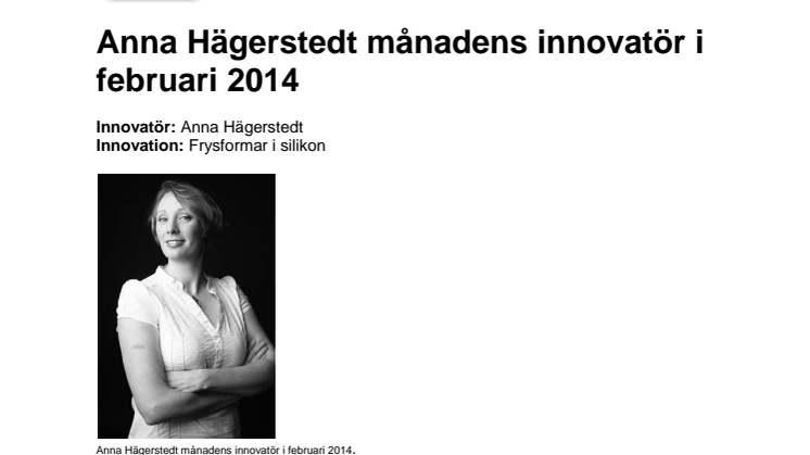 Anna Hägerstedt månadens innovatör i februari 2014