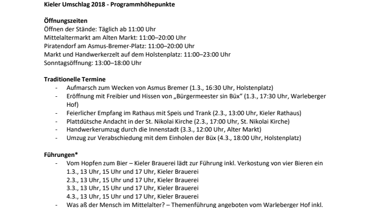 Programmhöhepunkte zum Kieler Umschlag 2018