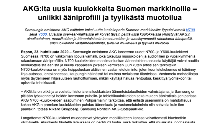 AKG:lta uusia kuulokkeita Suomen markkinoille – uniikki ääniprofiili ja tyylikästä muotoilua