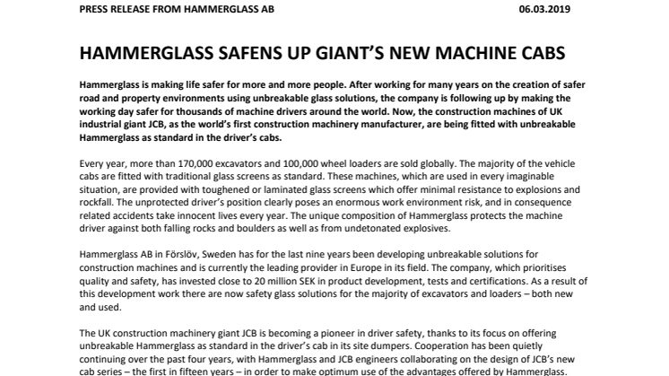 Hammerglass safens up giant's new machine cabs