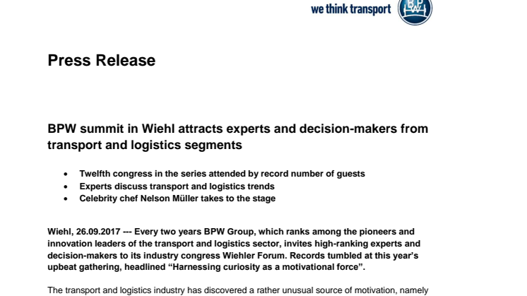 BPW summit in Wiehl attracts experts and decision-makers from transport and logistics segments