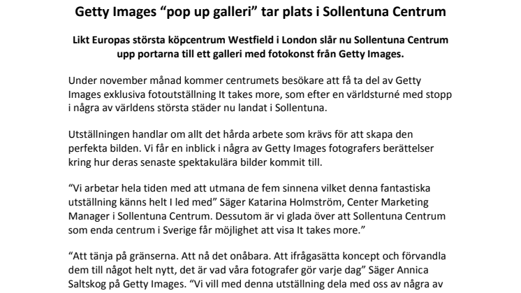 Getty Images “pop up galleri” tar plats i Sollentuna Centrum