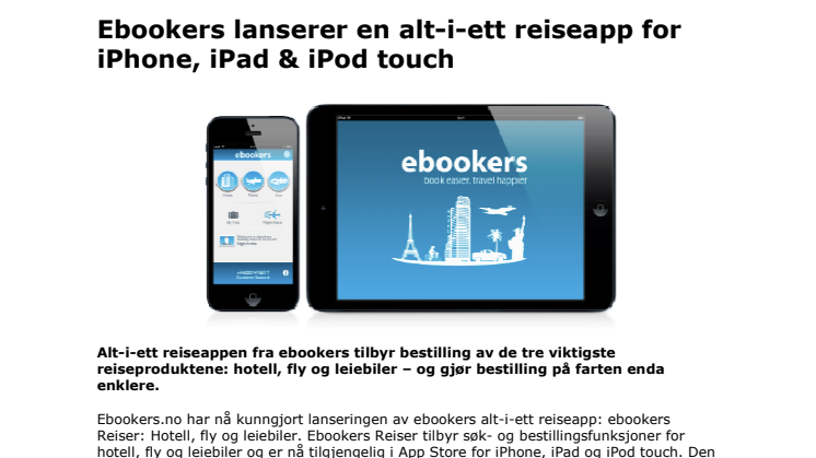 Ebookers lanserer en alt-i-ett reiseapp for iPhone, iPad & iPod touch