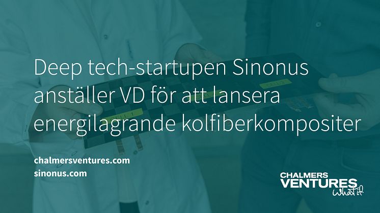 Chalmers Ventures nya portföljbolag Sinonus, en avknoppning från Chalmers tekniska högskola, har anställt tidigare Maurten- och SKF-chef som ny VD.