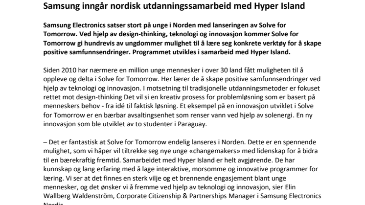 Samsung inngår nordisk utdanningssamarbeid med Hyper Island 