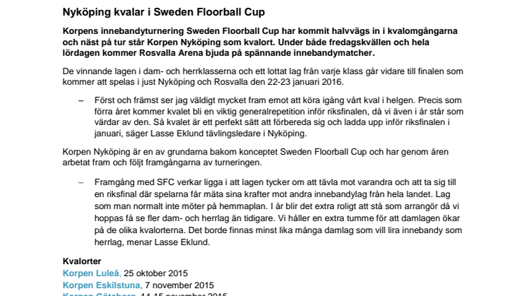 Nyköping kvalar i Sweden Floorball Cup