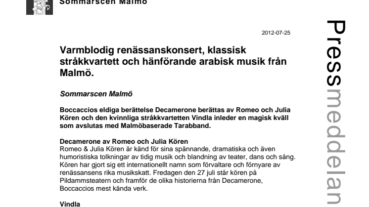 Varmblodig renässanskonsert, klassisk stråkkvartett och hänförande arabisk musik från Malmö