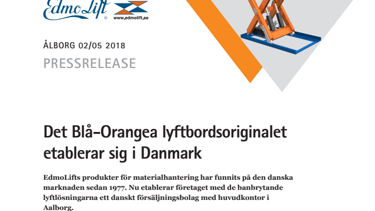 Det Blå-Orangea lyftbordsoriginalet etablerar sig i Danmark