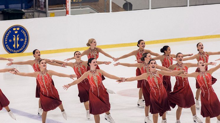 Team Surprise är Svenska Mästare i synkroniserad konståkning 2018. Foto: Rasmus Lindahl/ Studio Emma Svensson