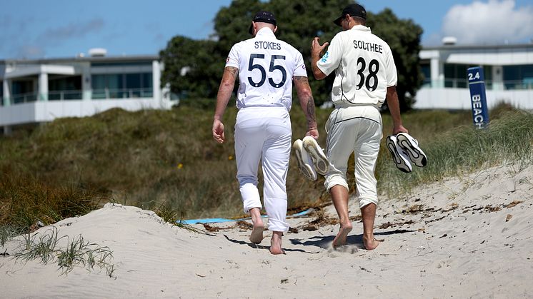 England Men's Test Captain Ben Stokes (left)and New Zealand Captain Tim Southee (Getty Imsges)