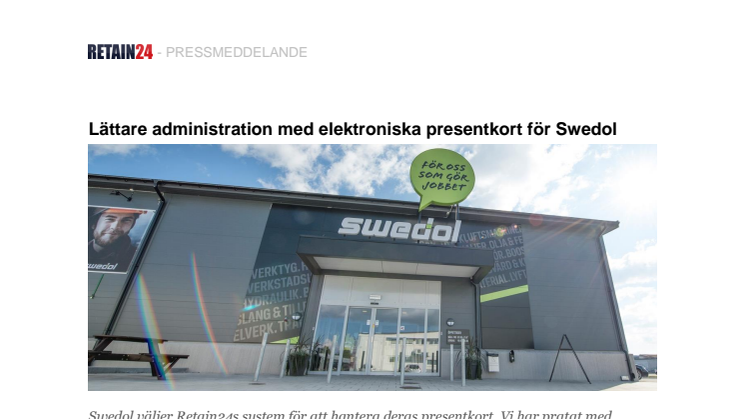 Lättare administration med elektroniska presentkort för Swedol